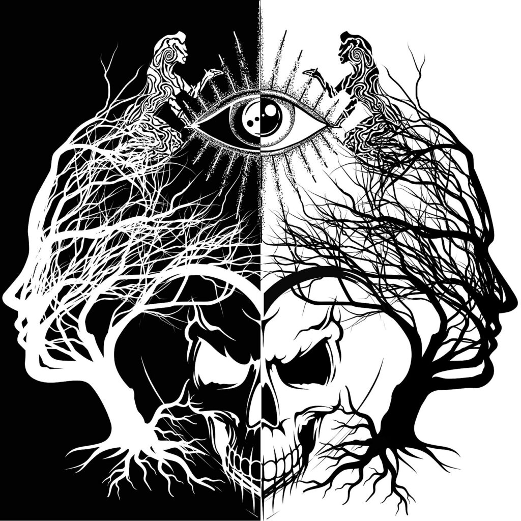 Dark Surrealism Inkwork - Skull Spirit Third Eye - Anastasia Kourou Art